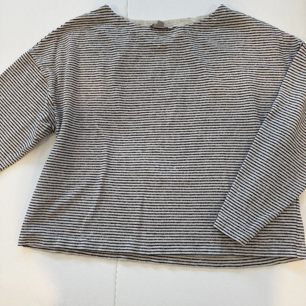 AllSaints Striped Oversized Top XS Cream Black